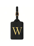 PU Leather Luggage Tag for Travel - Durable Suitcase ID Tag with Privacy Cover & Name Card Slot (A-Z) liu