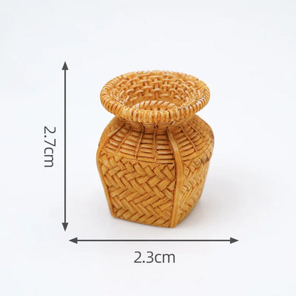1pc Mini Simulated Rattan Basket Model DIY Creative Dollhouse Dessert Shop Food Vegetable Ornaments Craft Kitchen Decoration