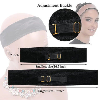 Plussign Wig Grip Headband For Lace Frontal Wigs Adjustable Invisible Wig Hair Band Nude Non-Slip Velvet Wig Band To Hold Wigs