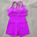 Women Gym Suit Yoga Clothes Shorts Leggings+ Bra 2-Piece Set Running Exercise Fitness Sportswear High Waist Cross Beautiful Back