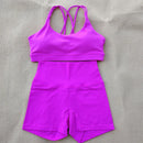 Women Gym Suit Yoga Clothes Shorts Leggings+ Bra 2-Piece Set Running Exercise Fitness Sportswear High Waist Cross Beautiful Back