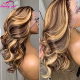 Highlight Body Wave Wig Human Hair Lace Front Wigs 4/27 Honey Blonde Body Wavy Lace Human Hair Wig For Women Brazilian Remy Wig