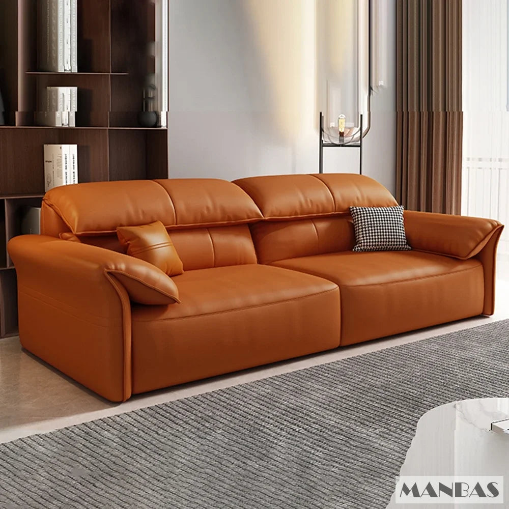 Electric Genuine Leather Sofa Bed Convertible Recliner – Modern Sectional Sleeper Couch with Adjustable Seats and Chaise Lounge