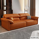 Electric Genuine Leather Sofa Bed Convertible Recliner – Modern Sectional Sleeper Couch with Adjustable Seats and Chaise Lounge