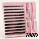 Kit de extensão de cílios diy, 200 peças, cluster de cílios com pinça com ligação e vedação de cílios, cola e aplicador de cílios, ferramenta de maquiagem