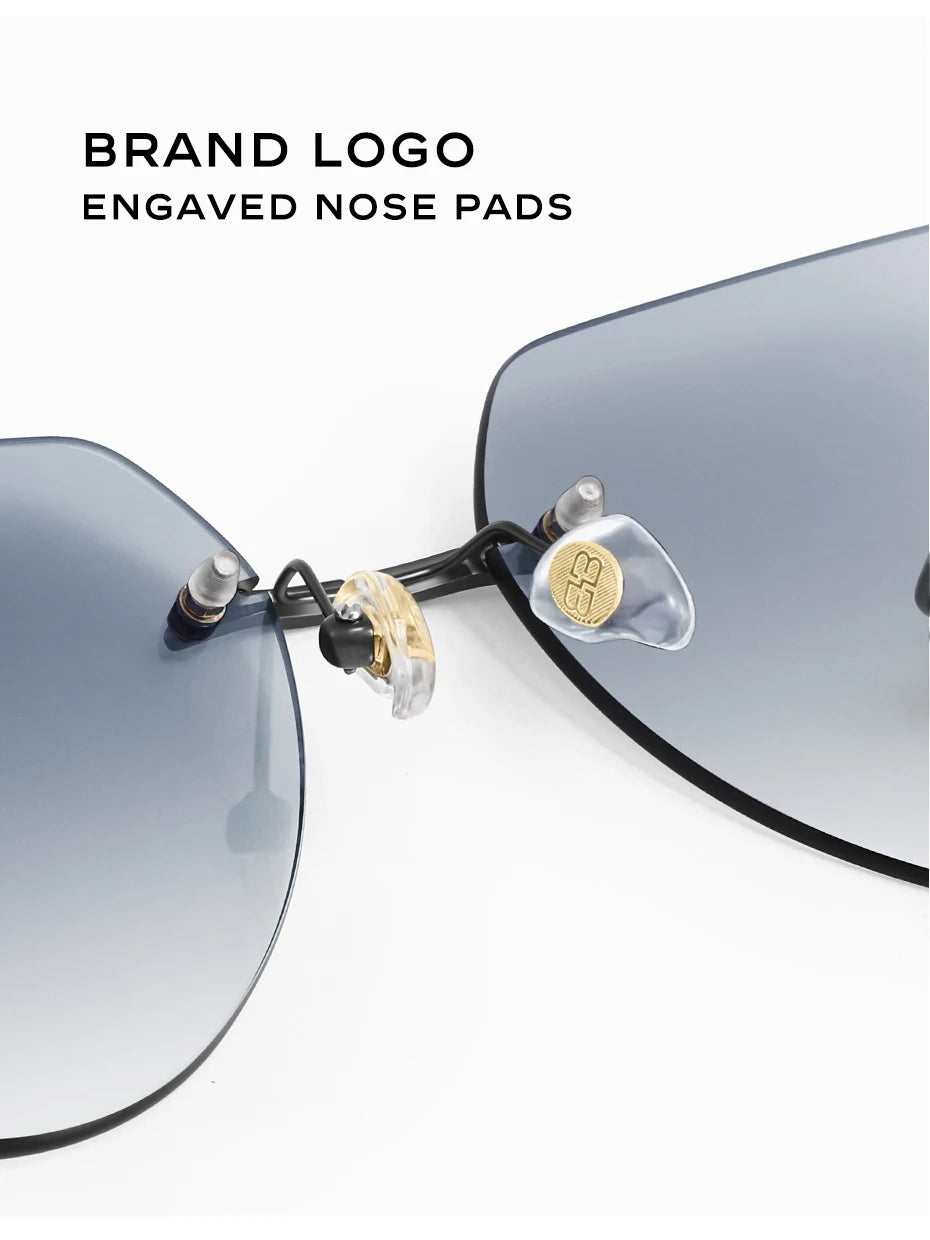 Benywoods Design Fashion Rimless Men's Sunglasses Gradient Photochromic UV400 Outdoor Sun Glasses Pure Titanium Eyewear BS23052
