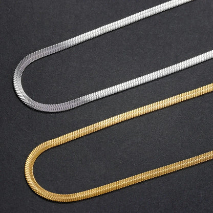 Colar de Corrente Cobra Dourada para Mulheres e Homens, Gargantilha Espinha de Herringbone, Correntes de Pescoço 925 Prata Esterlina, Trend Jewelry Gift, 2024