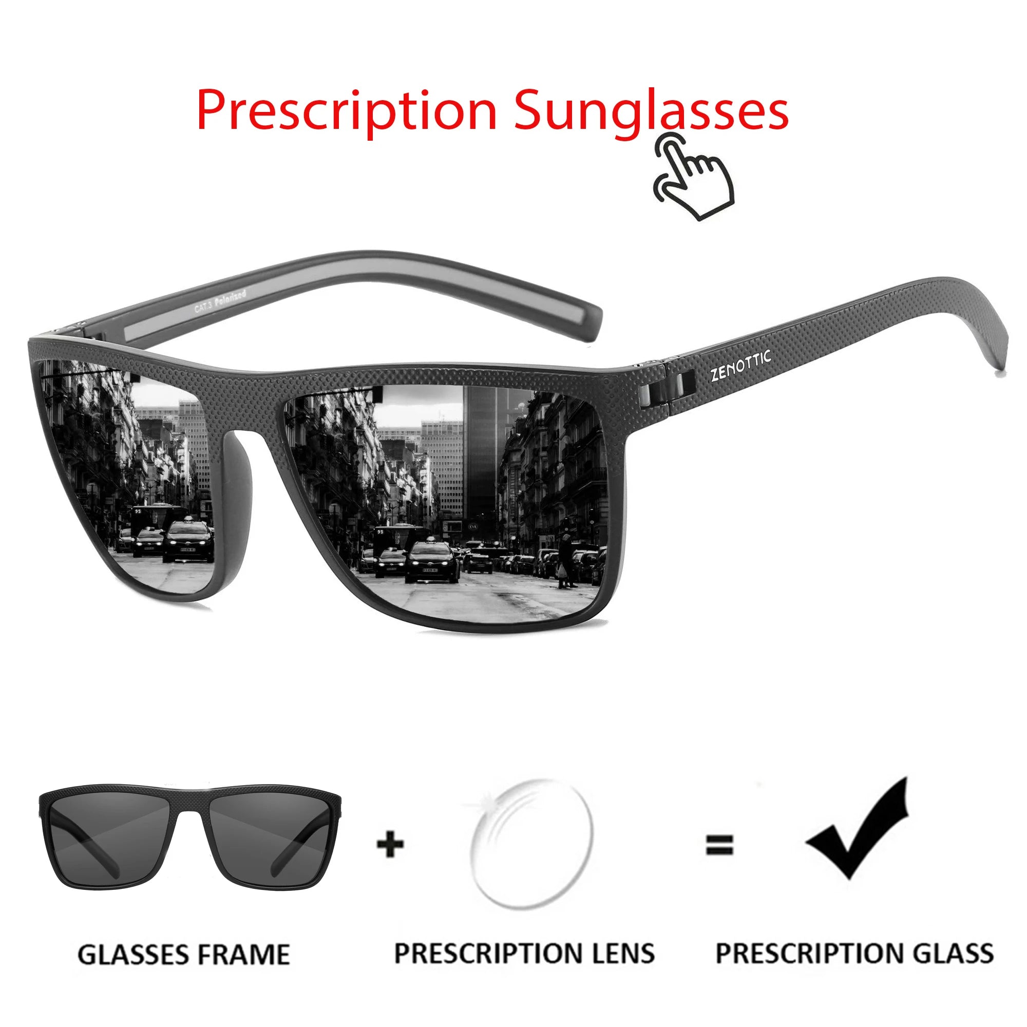 ZENOTTIC Polarized Sunglasses for Men Shades Lightweight TR90 Frame UV400 Protection Square Outdoor Travel Driving Sun Glasses
