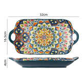 1Pcs Bohemia Retro Ceramic Dinner Plates Sets Food Plate Household Tableware Set Breakfast Plates Salad Soup Bowls Dinnerware