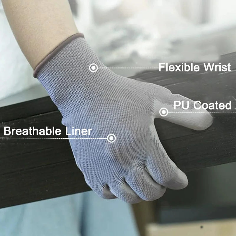 24Pieces/12Pairs Professional Working Protective Gloves For Men Construction Women Garden Nylon Running Glove Obtained CE EN388.