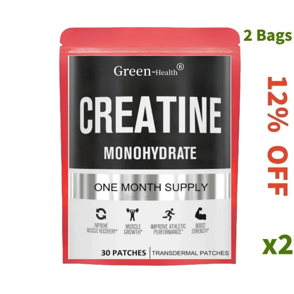 Creatine Monohydrate Transdermal Patches for Muscle Growth, Increased Strength, Enhanced Energy Output 30 Patches
