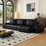 MINGDIBAO Modern Genuine Leather Sectional Sofa Bed – Convertible Couch with Tufted Backrest and Armrest,Functional Sleeper Sofa