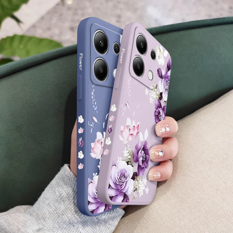 Beautiful Peony Phone Case For Xiaomi Redmi Note 14 13 12 12S 11 11S 10 10S 9 9S Pro Plus 4G 5G Liquid Silicone Cover