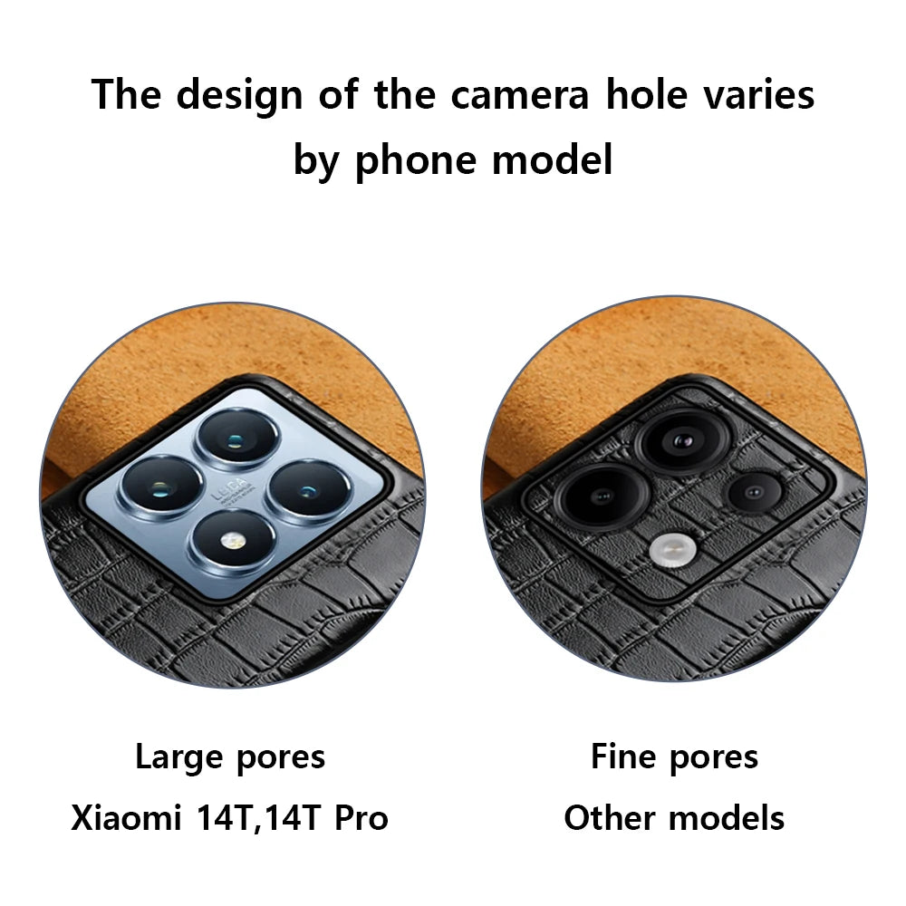 Genuine Cowhide Leather Phone Case for Xiaomi Mi 14 Ultra 13T Pro 14T Pro Poco X6 Pro Back Cover for Redmi Note 13 Pro Plus 5G