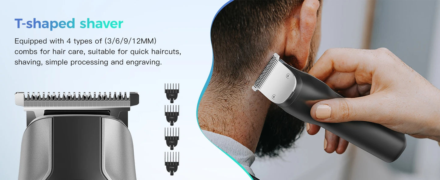Kensen S30 4 in 1 Cordless Hair Clipper LED Display Men Beard/Nose Trimmer Rechargeable Barber Grooming Kit Hair Cutting Machine