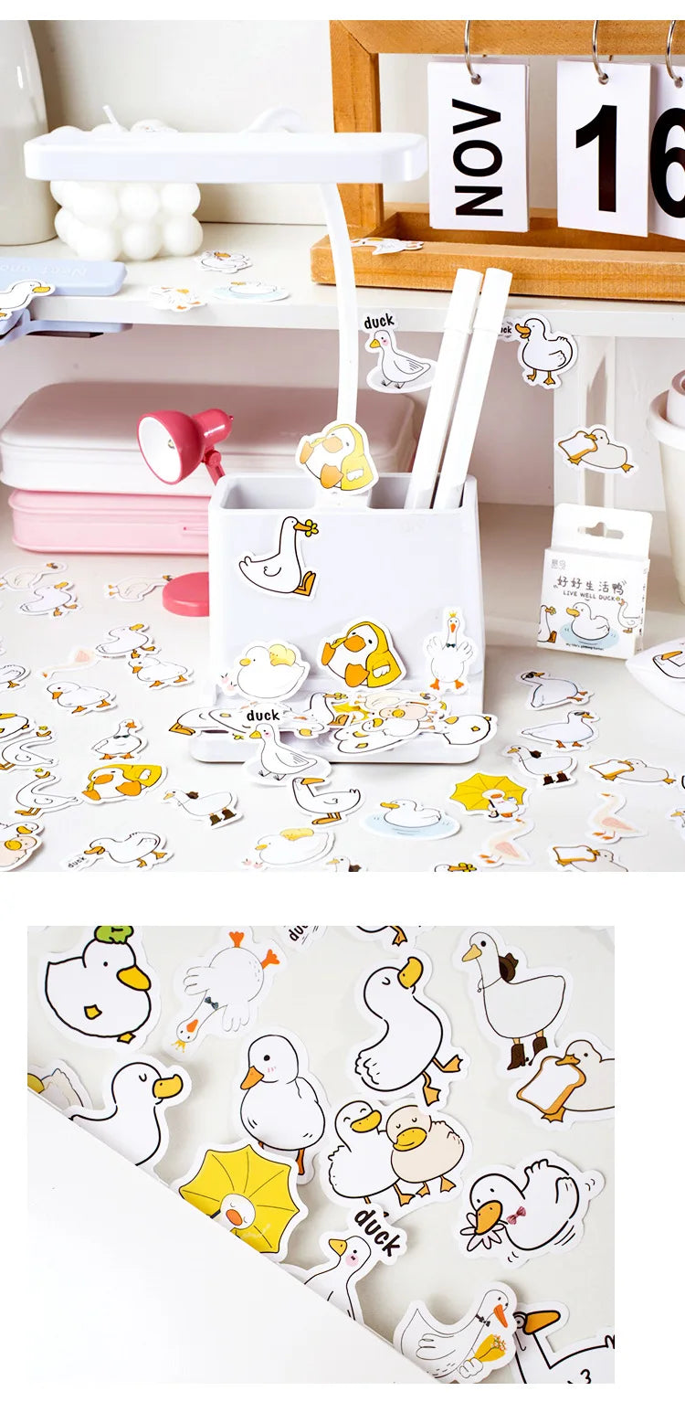 Etori Life46pcs/pack Good Life Duck Album decorative stickers Self-adhesive stickers for DIY student stationery notebook diary