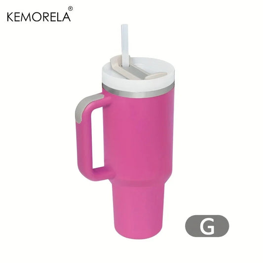 1200ML 304 Stainless Steel Insulated Water Bottle Thermal Coffee Car Cup Cold Hot Mugs Vacuum Flask with Handle and Straw for Sports