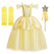 Children Princess Costume Kids Halloween Carnival Beauty Beast Birthday Party Clothes Girl Yellow Belle Cosplay Dress Up