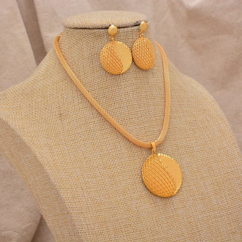 Jewelry Set For Women  Gold Plated With Necklace Pendant Nigerian Wedding Jewelry