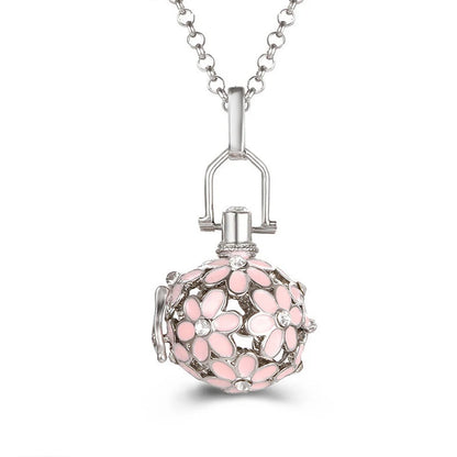 New Aroma Water Droplets Cage Lockets Necklace Heart Shaped Zircon Essential Oil Diffuser Set Combination Woman Pendant Jewelry