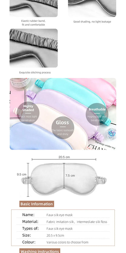 Parche de seda de imitación para ojos, antifaz para dormir, para viajes, relajante, protector para dormir, herramientas suaves para el cuidado de los ojos.