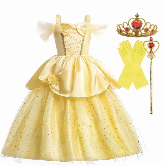 Girls Birthday Party Costumes Kids Belle Dress Up Beauty and The Beast Costume Princess Dress Baby Christmas Halloween Costume
