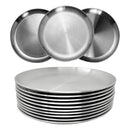 4Pcs Stainless Steel Round Plate Bone Spitting Dish Shallow Tray Metal Camping Plate Dining Disc BBQ Picnic Dishes Cookware