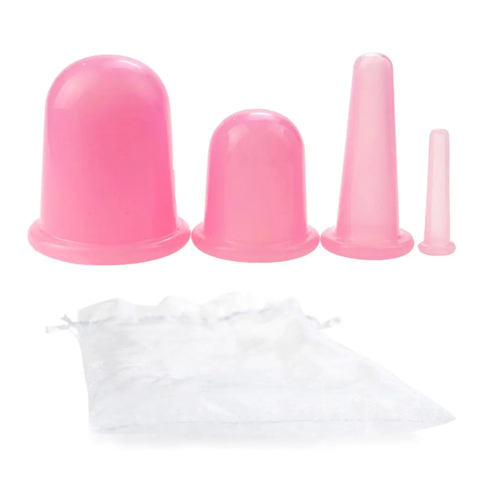 4-Piece Set Silicone Vacuum Cupping Set Cupping Cups Cans Suction Cup Therapy Back Body Detox Massage Anti Cellulite