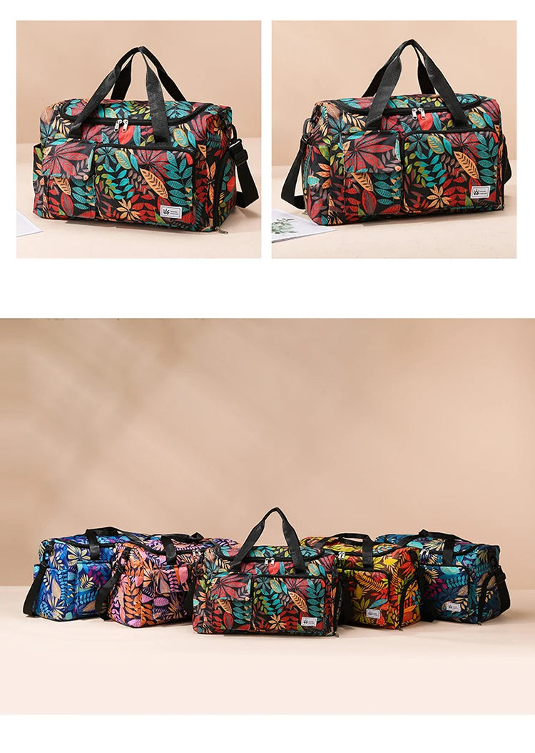 Oxford Leaves Large Capacity Travel Tote 2026 New High Quality Durable Bags Portable Daily Commute Versatile Travel Bags