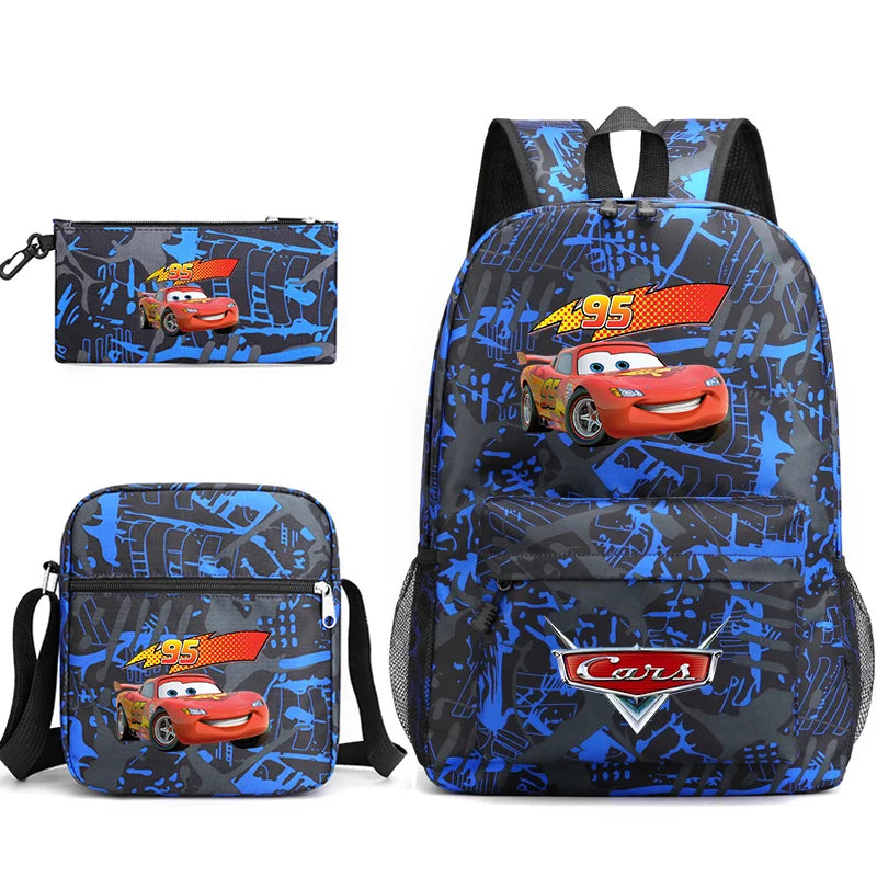 3pcs Disney Pixar Cars Lightning McQueen Students Backpacks Schoolbags Pencil Case Shoulder Bags Boys Girls School Bags Sets
