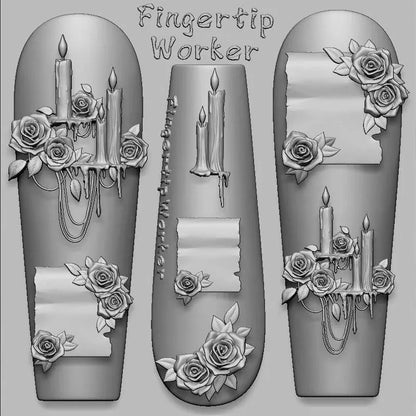 1Pc Chain Ice Flower Fox Spoon Fork Dragon Snake Butterfly 3D Acrylic Mold Nail Art Decorations  DIY Design Silicone Nails Mold