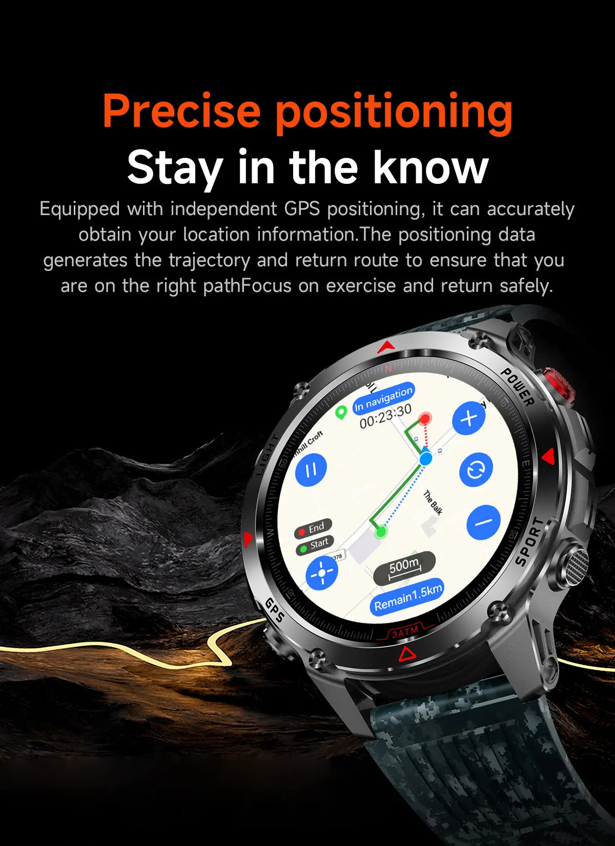 Forerunner 570 GPS Smart Watch 3ATM Waterproof  AMOLED Screen MULTI-BAND GNSS Compass Altimeter Flashlight Sports Smartwatch Men