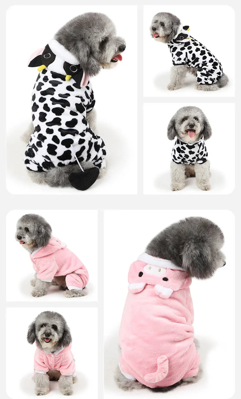 Cute Animal Dog Cat Costume Small Dogs Cat Winter Warm Pet Jumpsuit Pajama for Yorkies Poodle Overalls Puppy Mascotas Clothes