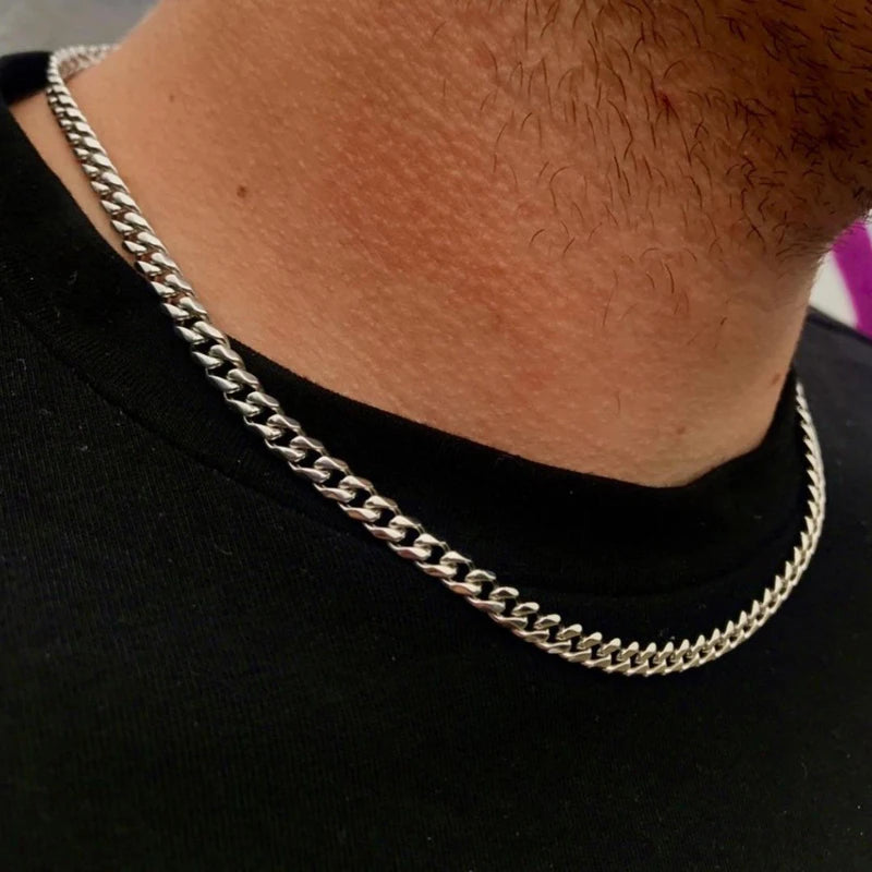 Collar HIYEE de cadena clásica de cuerda para hombre, ancho de 2/3/4/5 mm, cadena cubana tipo fígaro de acero inoxidable, joyería para hombre y mujer.