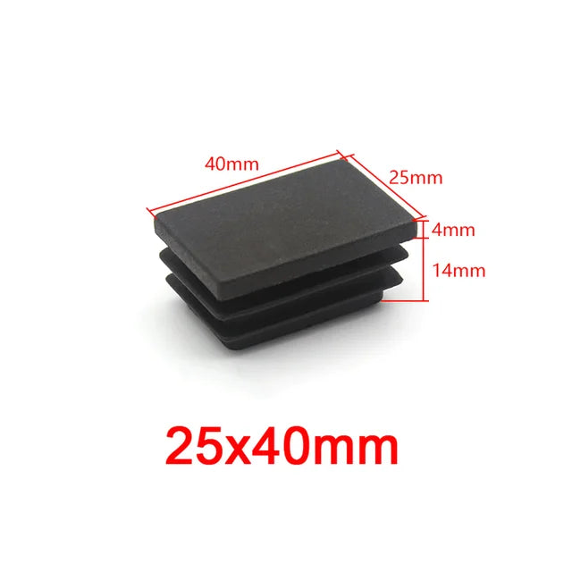 Tapas rectangulares decorativas de plástico negro para patas de muebles, tapones para tubos, tapas antipolvo, 10 x 20 mm, 40 x 80 mm 