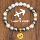 12 constelações pulseira de aço inoxidável pingente taurus capricórnio escorpião libra concha contas acessórios pulseira feminina presente