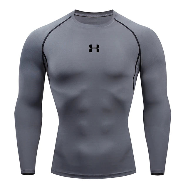 Homens correndo compressão camiseta mangas compridas esporte t ginásio de fitness moletom masculino jogging treino homme camisa atlética topos