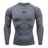 Homens correndo compressão camiseta mangas compridas esporte t ginásio de fitness moletom masculino jogging treino homme camisa atlética topos