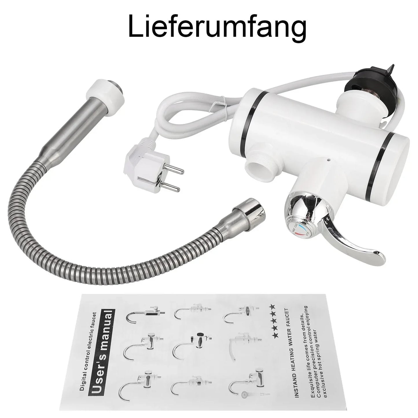3000W Electric Kitchen Water Heater Tap Instant Hot Water Faucet Heater Cold Heating Faucet Tankless Instantaneous Water Heater