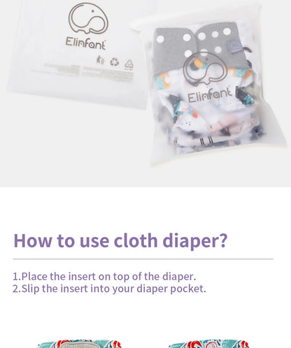 Elinfant New Matching waterproof baby pcoket diapers 8 pcs gray mesh cloth diapers and 8pcs microfiber inserts