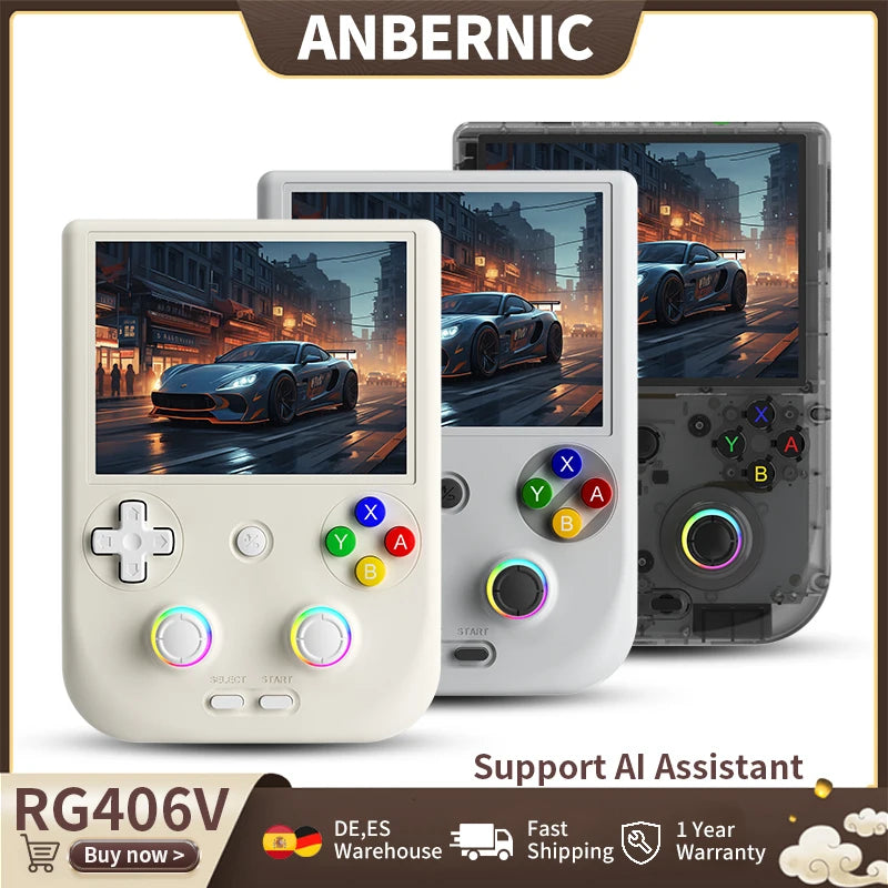 ANBERNIC RG406V Retro Handheld Game Console 4" IPS Multi-touch Screen Android 3D Hall Joystick 5500mAh Video Player 1080p DP Out