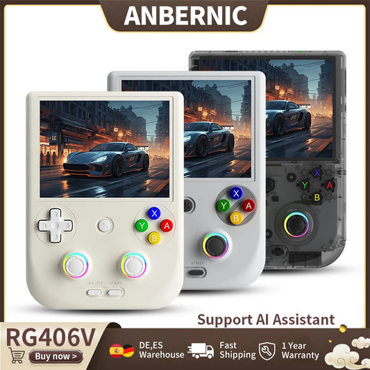 ANBERNIC RG406V Retro Handheld Game Console 4" IPS Multi-touch Screen Android 3D Hall Joystick 5500mAh Video Player 1080p DP Out