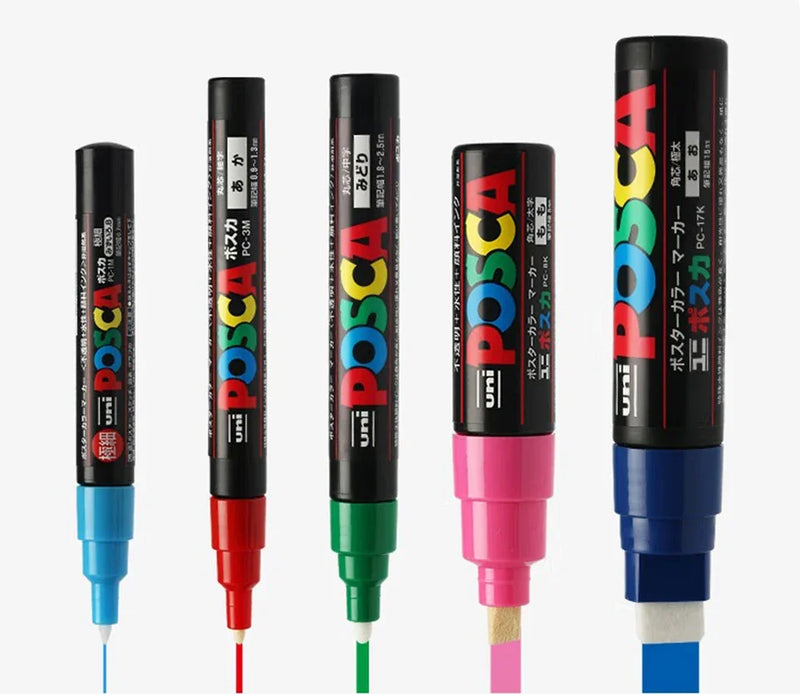 16pcs Japan UNI POSCA Markers Set Acrylic Graffiti Drawing Permanent Waterproof Children's Drawing PC-3M/1M/5M Art Supplies