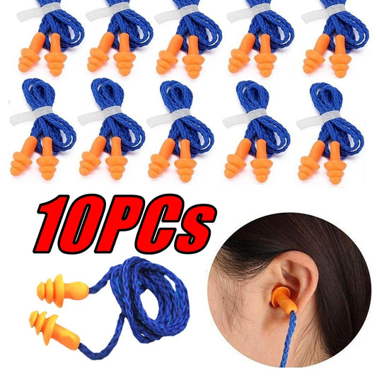 Soft Silicone Corded Ear Protector Soundproof Earmuffs Noise Protection Earplugs Sleep Snoring Reusable Ears Plugs