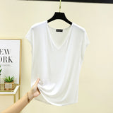 Modal V-Neck Tank Tops summer women's T-shirts sleeveless Plus size Thin Casual Loose Tee tops All match