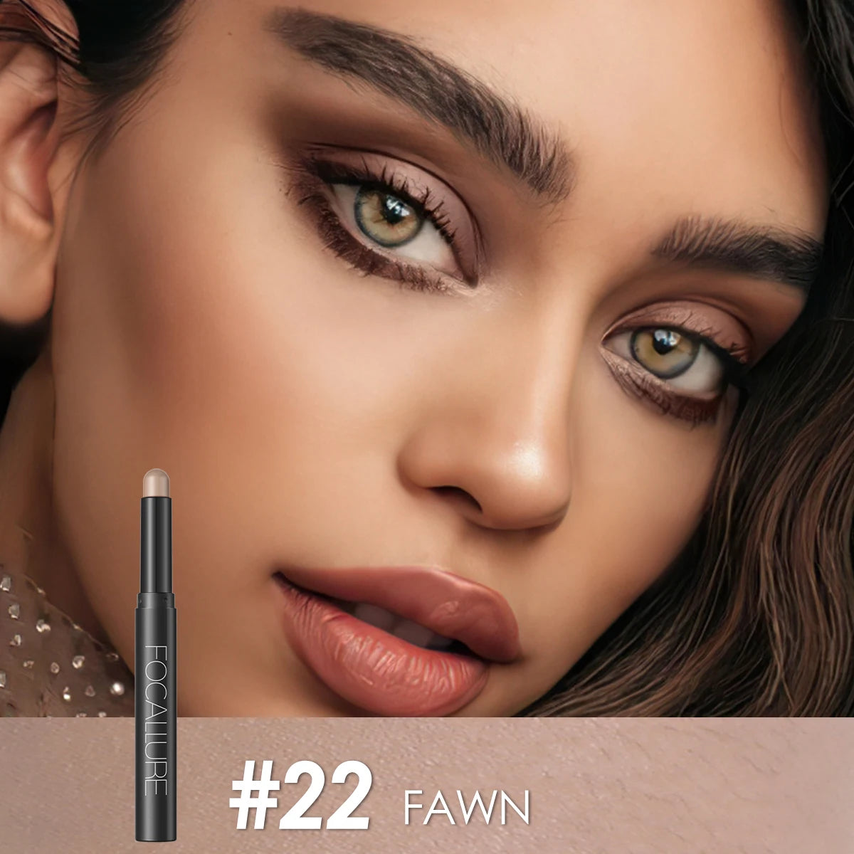 FOCALLURE Lápiz de sombra de ojos perlado de 24 colores, resistente al agua, con brillo, pigmento brillante, delineador en barra, herramientas de maquillaje