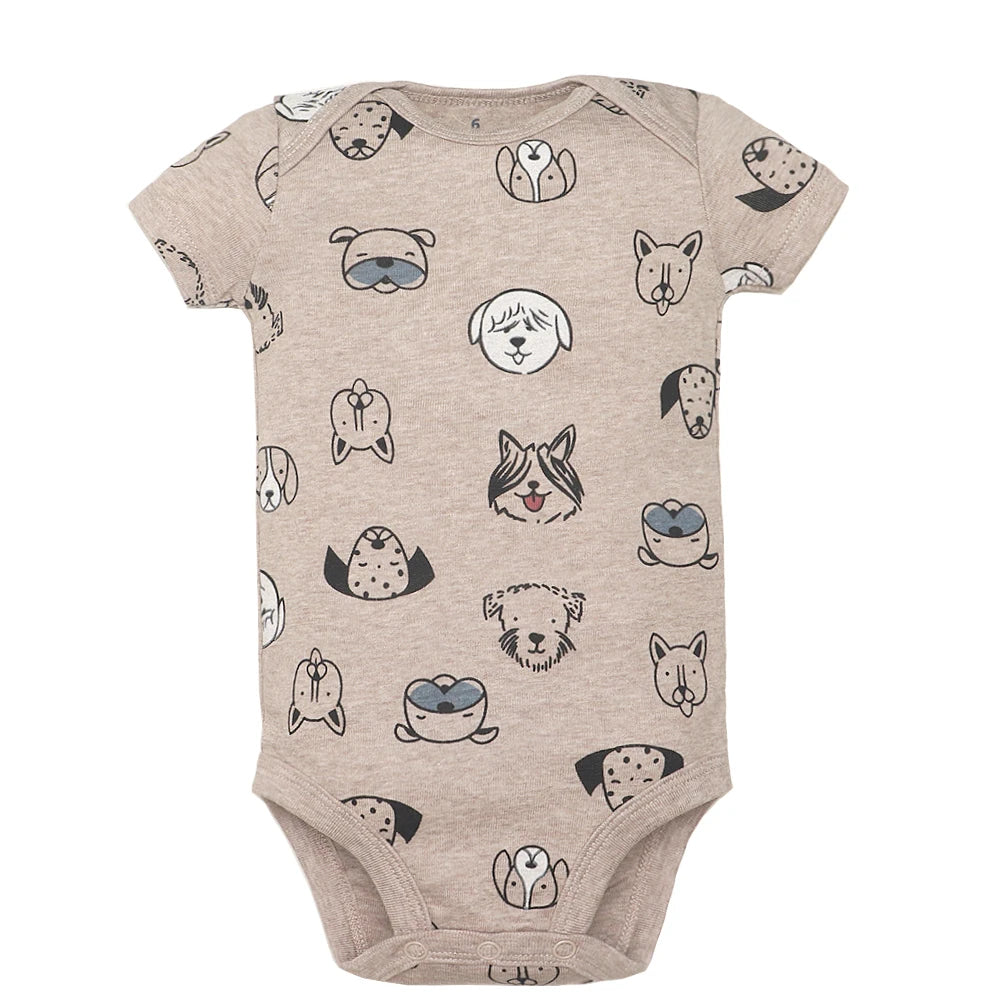 Lote de 5 monos para bebés y niñas, 100 % algodón, de manga corta, para recién nacidos de 6 a 24 meses.