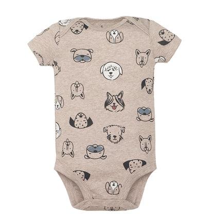 Lote de 5 monos para bebés y niñas, 100 % algodón, de manga corta, para recién nacidos de 6 a 24 meses.