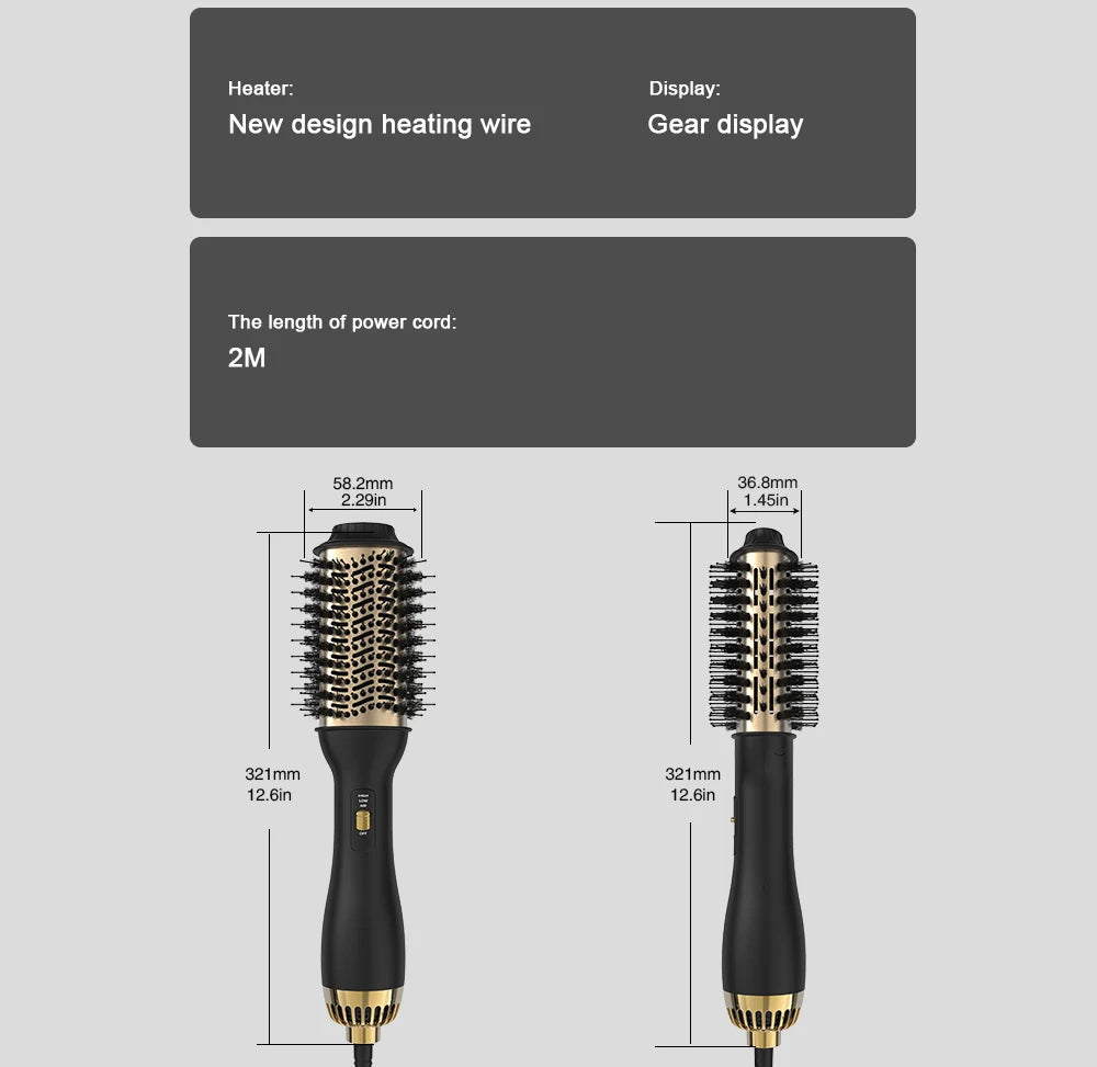 LISAPRO Elegant Black Gold Hair Blow Dryer Brush and Volumizer& One-Step Hot Air Brush 2.0 for Drying&Straightening,&Volumizing