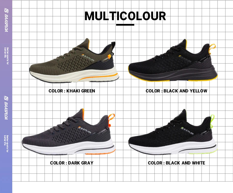 Baasploa Lightweight Running Shoes For Men 2023 Men's Designer Mesh Casual Sneakers Lace-Up Male Outdoor Sports Tennis Shoe